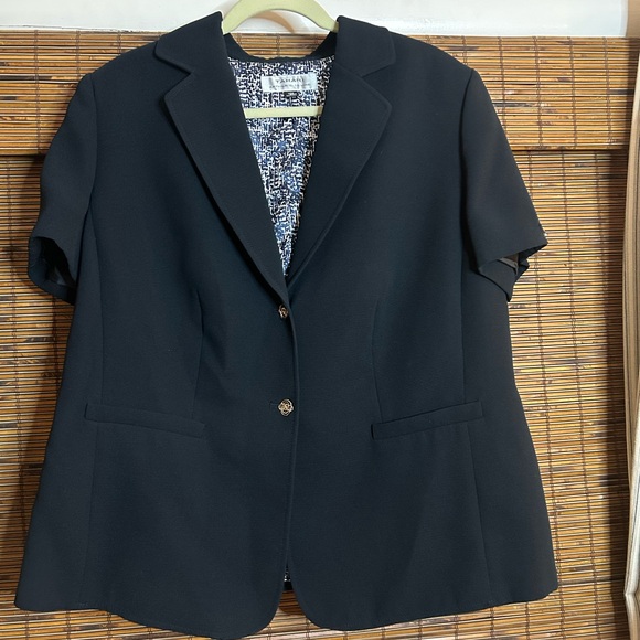 Tahari Arthur S. Levine Navy Short Sleeve Blazer Jacket Women’s 14W - Picture 1 of 6